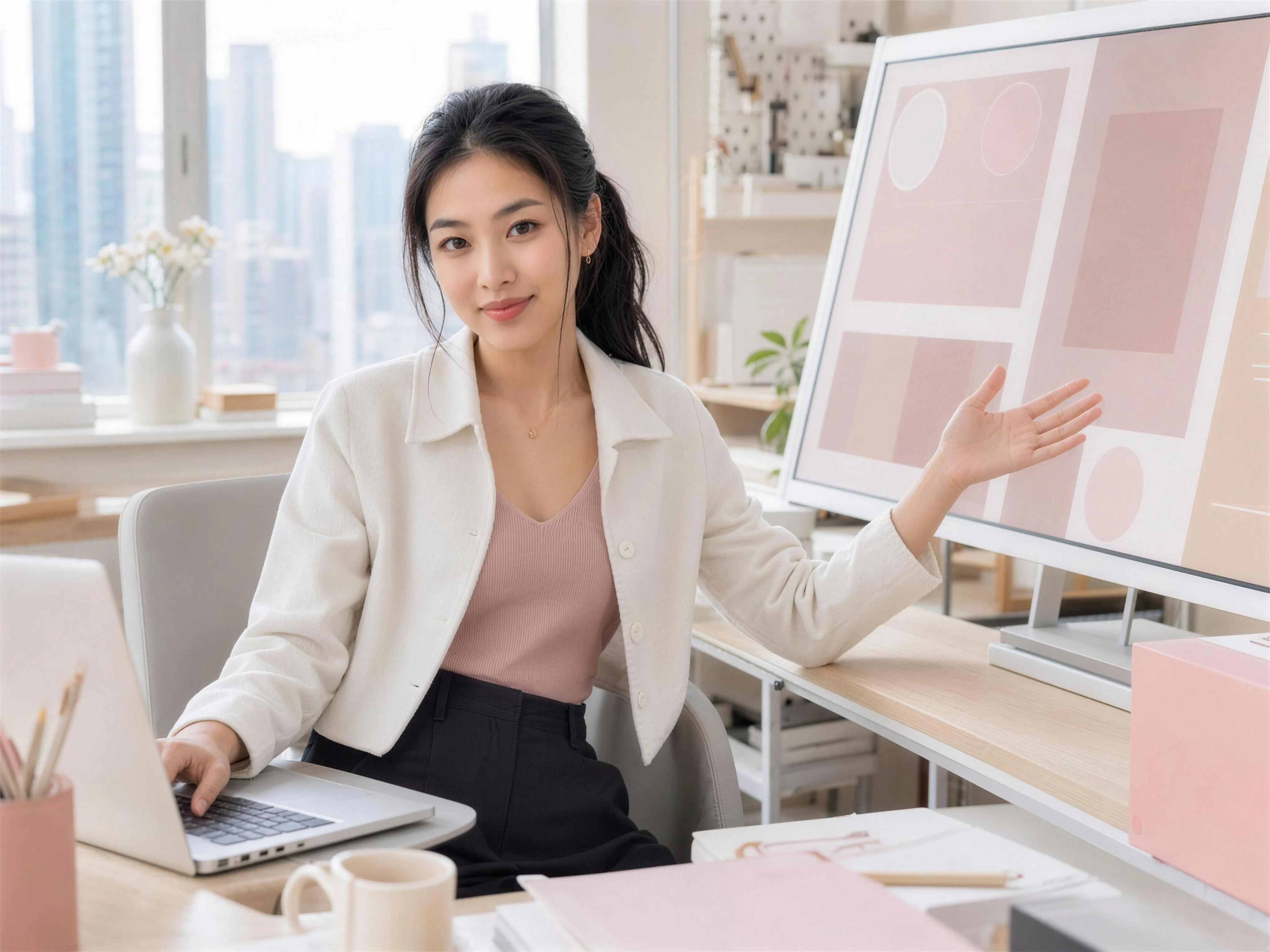 Tiffany Shen presenting a product demo